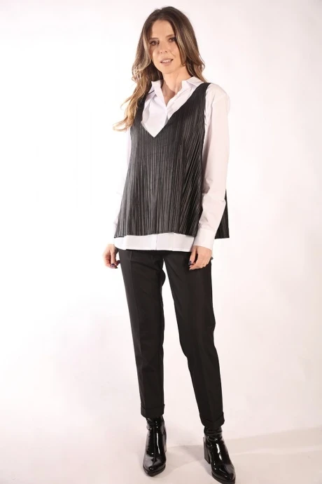 Брючный костюм LM РК8030 Чёрный, белый тройка #1