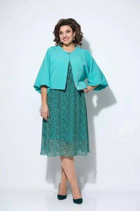 Костюм с платьем Кокетка и К 1027 бирюза #1