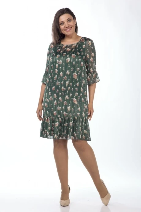 Костюм с платьем Lady Style Classic 1566/20 Зеленый с бежевым двойка #1