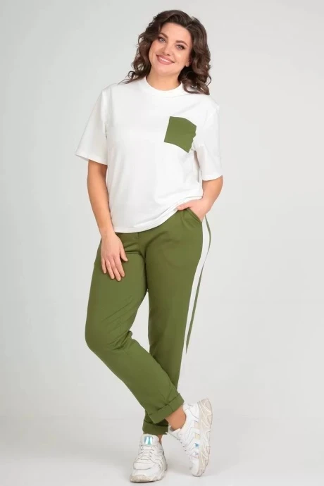 Спортивный костюм Michel Chic 1333 белый, зеленый двойка #1