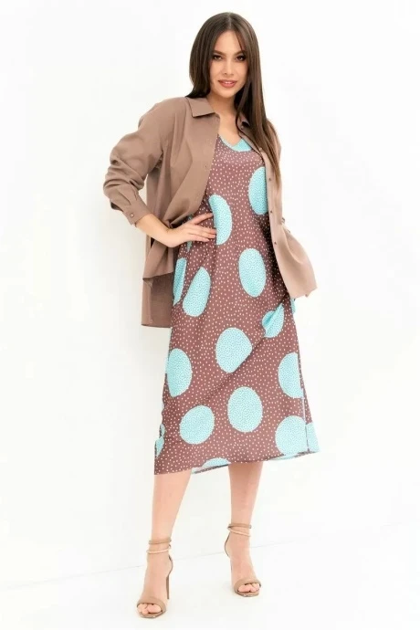 Костюм с платьем Магия Моды 2244 како+голубой двойка #1
