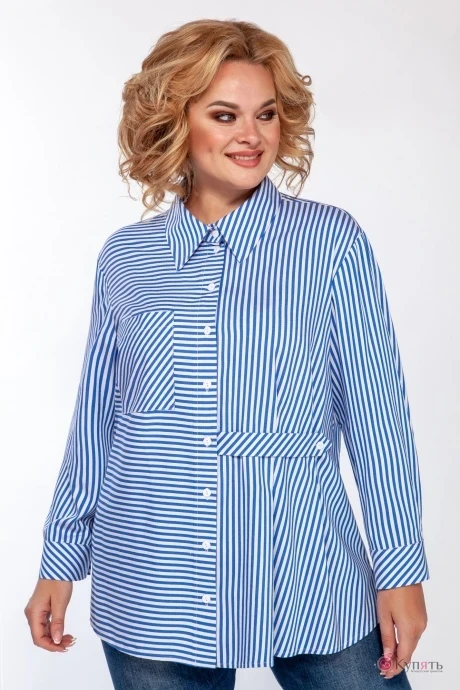 Рубашка *Распродажа Элль-стиль 2088 голубой принт #1