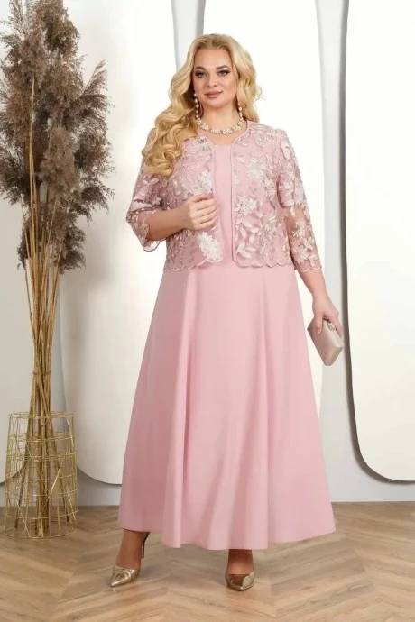 Костюм с платьем Нинель Шик 7389 пудра #1