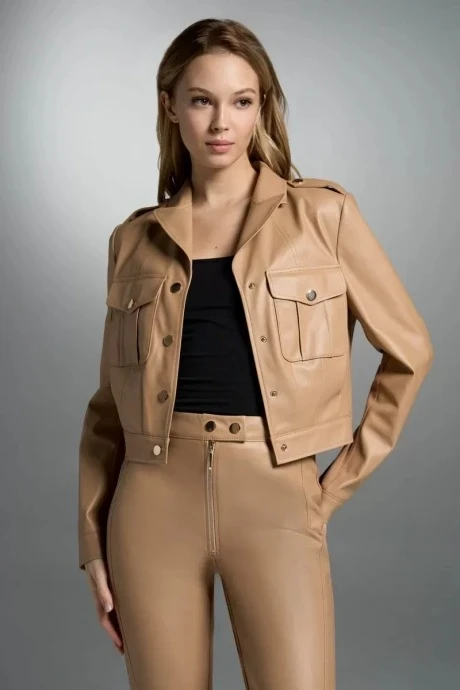 Жакет (пиджак) из экокожи Vi Oro VR-1024 айвори #1