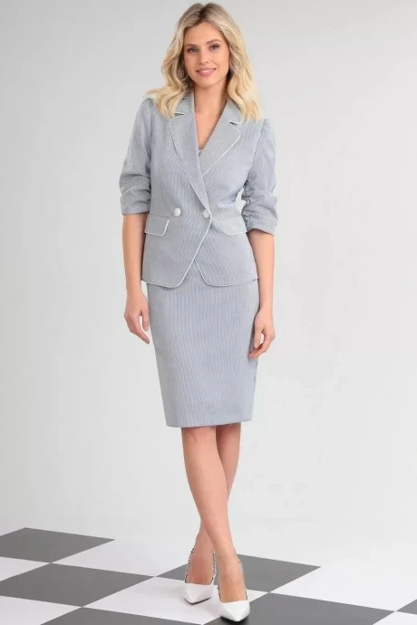 Юбочный костюм *Распродажа LeNata 21312 голубая полоска двойка #1