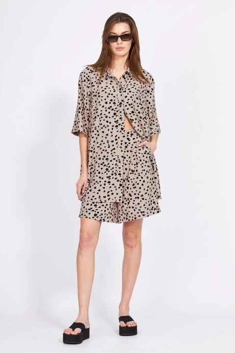 Брючный костюм EOLA 2409 темный-бежевый/рисунок черный #1