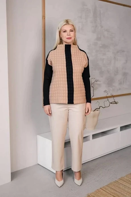 Джемпер (кофта) ASV 2580 бежево-чёрный #1