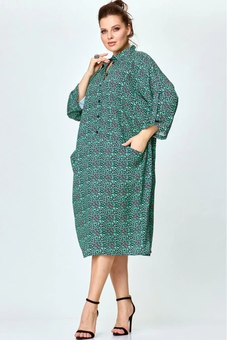 Льняное платье SOVA 11168 бирюза #1