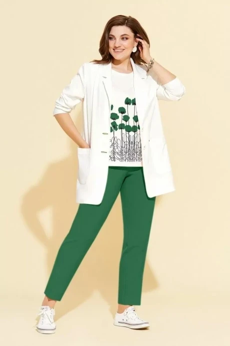 Брючный костюм Милора Стиль 1097/1 темно-зеленый тройка #1