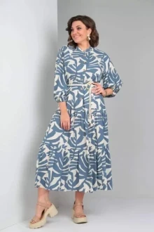 Платье Ладис Лайн 1433 монстера синий