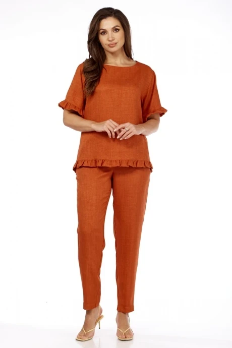 Брючный костюм Vilena Fashion 893 рыжий двойка #1