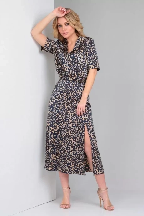 Юбочный костюм Vi Oro VR-1027/1 бежевый-синий двойка #1