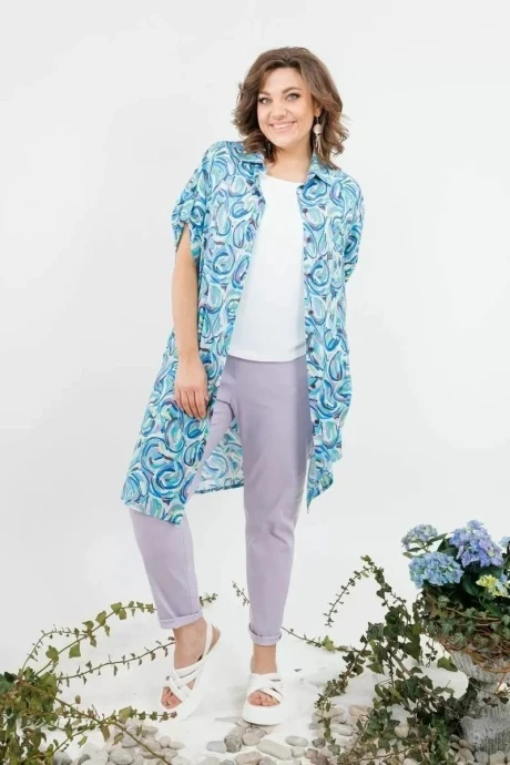 Брючный костюм Danaida 2167 бирюза/лаванда тройка #1