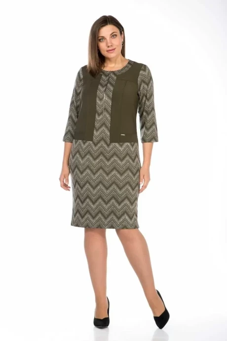 Платье *Распродажа Lady Style Classic 1677 Хаки с серым #1