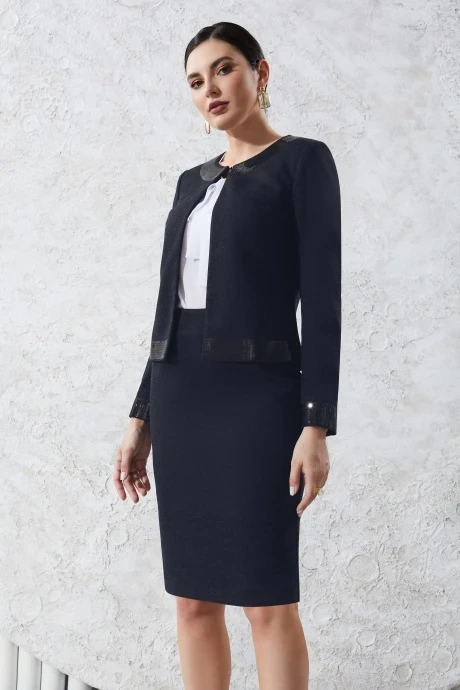 Юбочный костюм *Распродажа Lissana 3240 темно-синий тройка #1