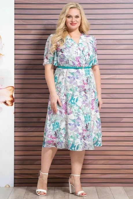 Платье ALANI COLLECTION 1926 сиреневые бирюзовые цветы #1