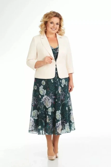 Костюм с платьем СлавияЭлит 166-2 двойка тёмно-зелёный #1