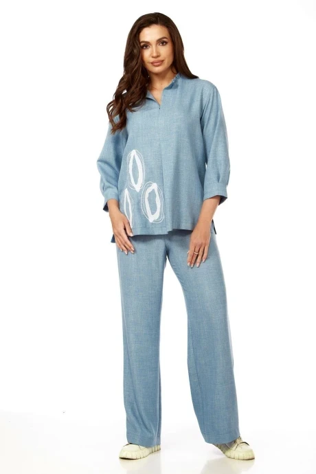 Брючный костюм Vilena Fashion 889 голубой двойка #1