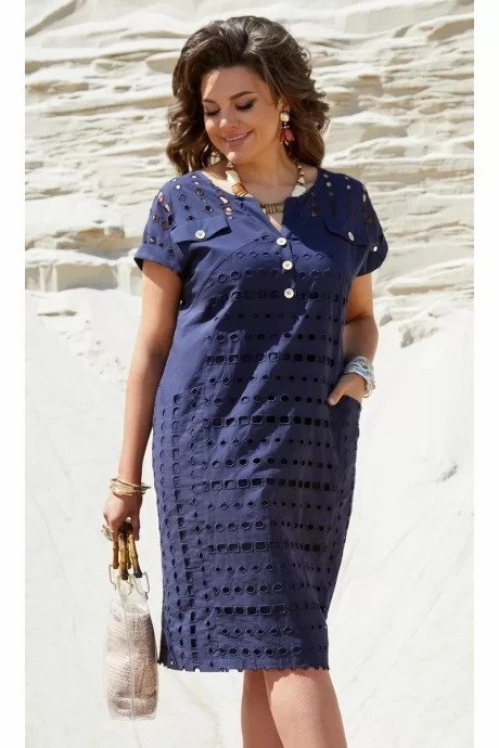 Платье ришелье из хлопка Vittoria Queen 18783/1 темно-синий #1