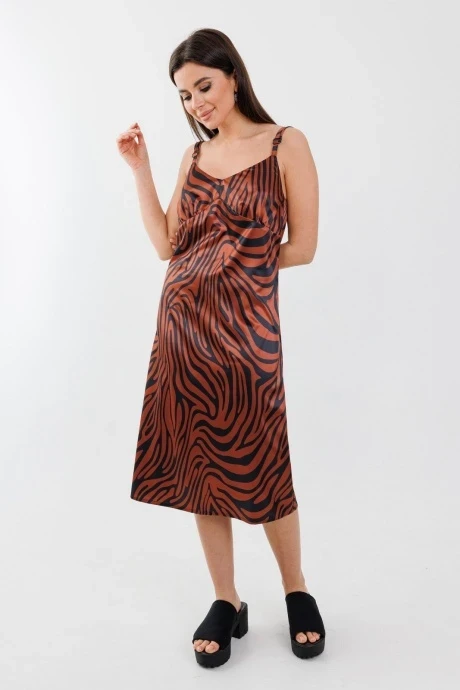 Платье-комбинация Anelli 1390 терракот зебра #1