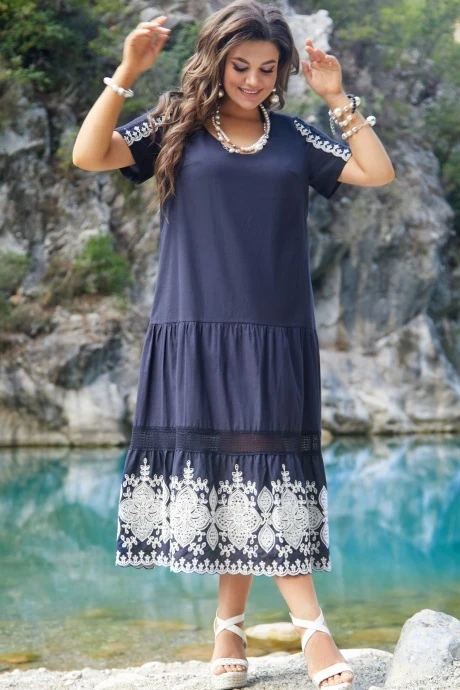 Хлопковое платье Vittoria Queen 17693 темно-синий #1
