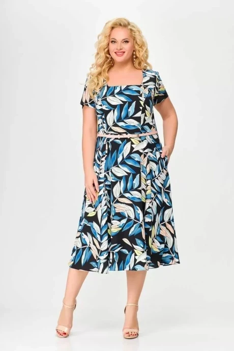 Хлопковое платье Swallow 667.2 принт «цветные листья» #1