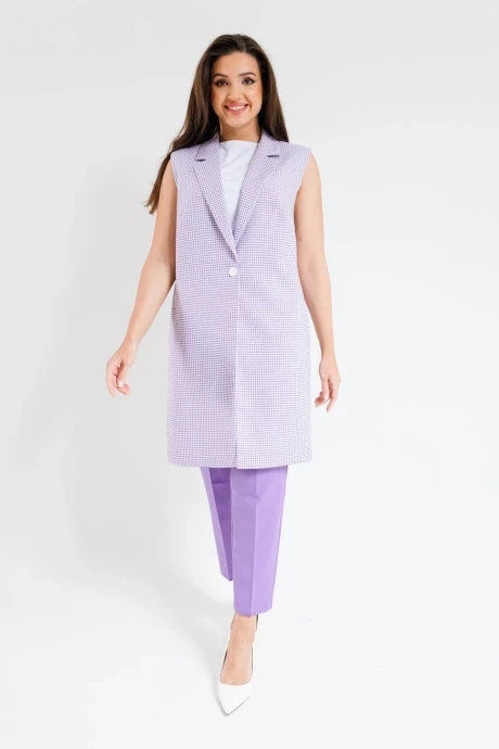 Брючный костюм SandyNa 130560 сиреневая гусьлапка+лиловый двойка #1