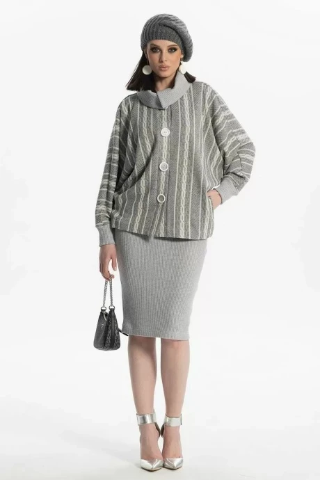 Юбочный костюм Diva 1492 Серый двойка #1