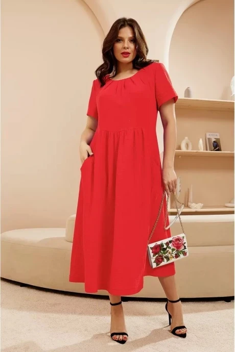 Хлопковое платье Lissana 4651 красно-алый #1