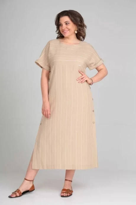 Платье из вискозы Michel Chic 2131 бежевый, белый #1