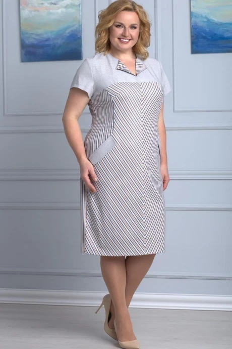 Платье Anelli 1069 беж полоска #1