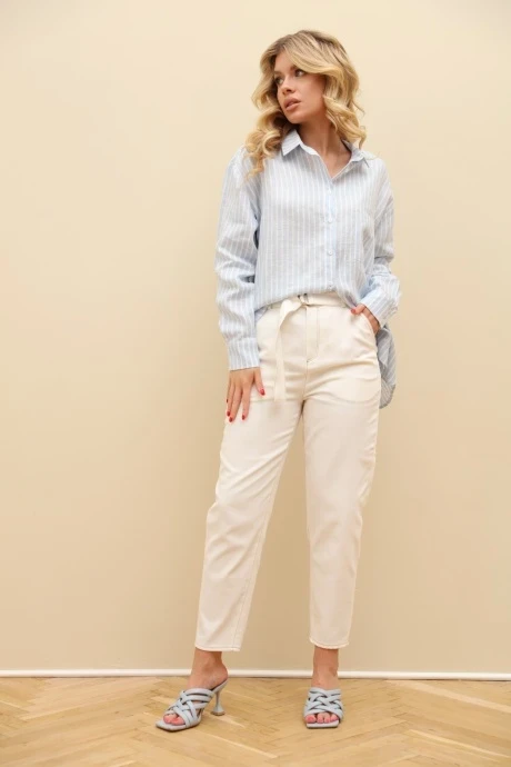 Брючный костюм LM.Wear ВИ1655 Голубой, белый, молочный двойка #1