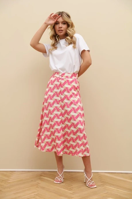 Юбка LM LN307 Розовый, белый, беж #1