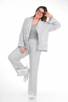Брючный костюм *Распродажа Lady Secret М2883 бело-сер. Полоска тройка