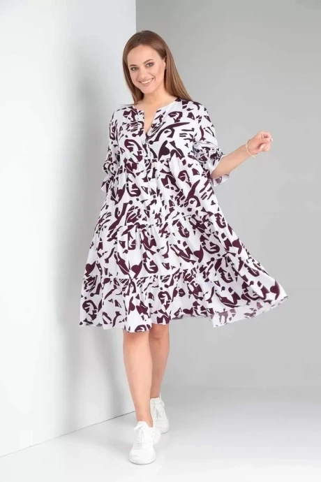 Платье TVIN 7632 баклажан на белом #1