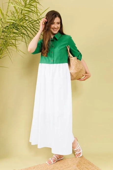 Платье NikVa н365-2 зелень+молоко #1