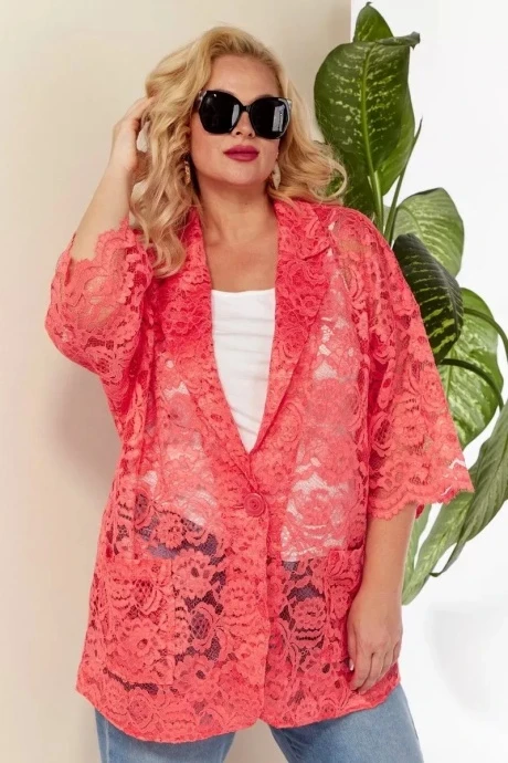 Кружевной жакет (пиджак) Anastasia 1006 лососевый #1