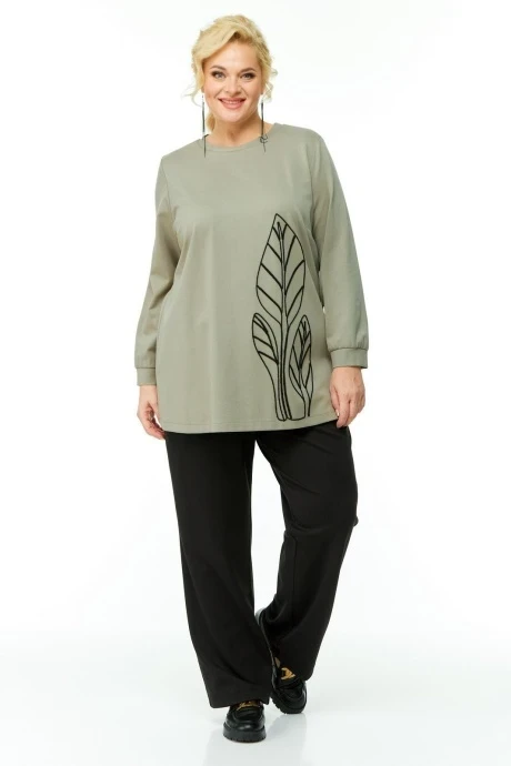 Брючный костюм OVERYOU 117-1 оливковый двойка #1