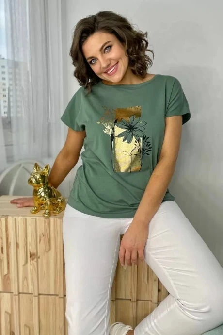 Футболка *Распродажа Rumoda 2054 к.р. зеленый золото #1