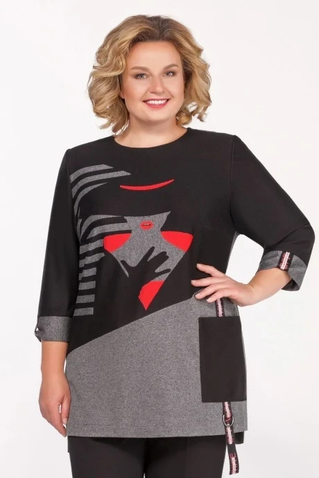 Блузка Элль-стиль 2017а черный/серый #1