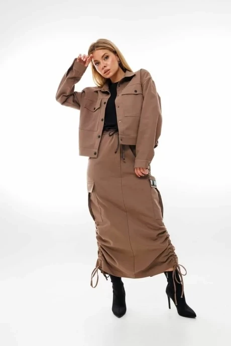 Джинсовая куртка AmberaStyle 1035-1 кофе #1