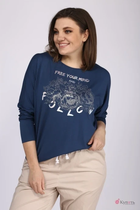 Джемпер (кофта) *Распродажа Anna Majewska Ф003 синий, принт #1