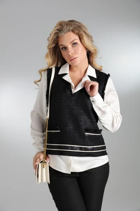 Блузка LM БР1629 Молочный, чёрный двойка #1