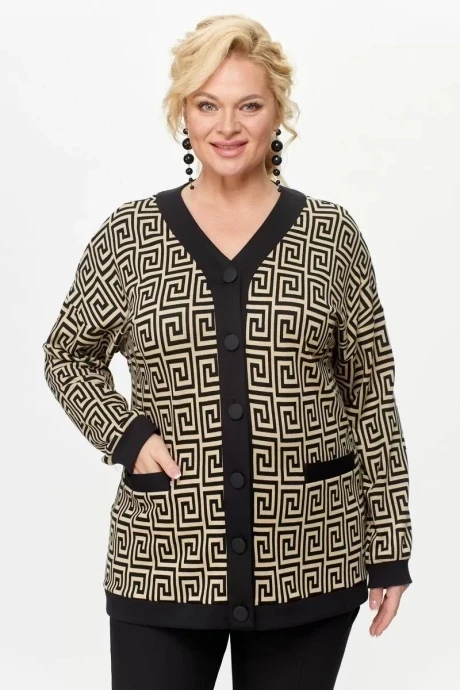 Кардиган Элль-стиль 2229/2 чёрно-бежевый #1
