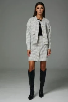 Юбочный костюм NOW 1301-2 серый двойка