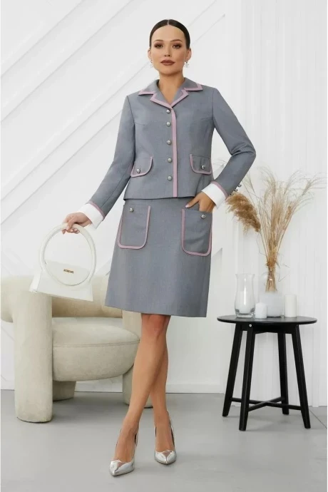 Юбочный костюм Lissana 4682 серый +розовый #1