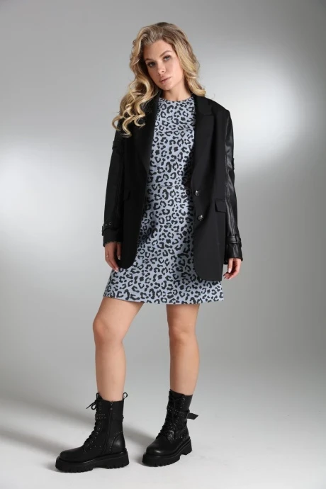 Костюм с платьем LM.Wear ПЛ3060 Голубой, чёрный двойка #1