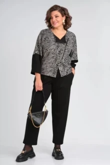 Брючный костюм Michel Chic 1354 черный/серый двойка