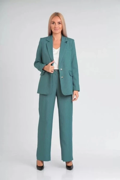 Брючный костюм Такка плюс 23-206 полоска зелень двойка #1