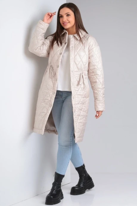 Стеганое пальто MODEMA 2025-2 жемчуг #1